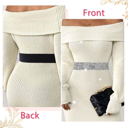 Bounzhi Women Belt Rhinestone Stretch Dresses Belts Elastic Vintage Waist Belt for Women2