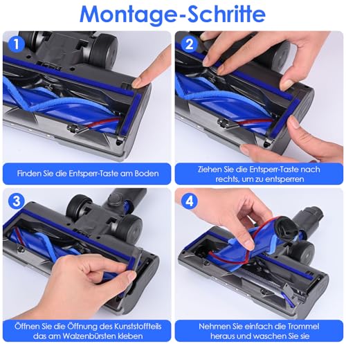 Elektrische Bürste kompatibel für Dyson V6 DC59 DC61 DC62 DC74 Staubsauger-Ersatzteile, Hartboden-Aufsätze für Dyson V6 Staubsauger mit LED-Licht Turbobürsten-Reinigungskopf für Böden und Teppiche