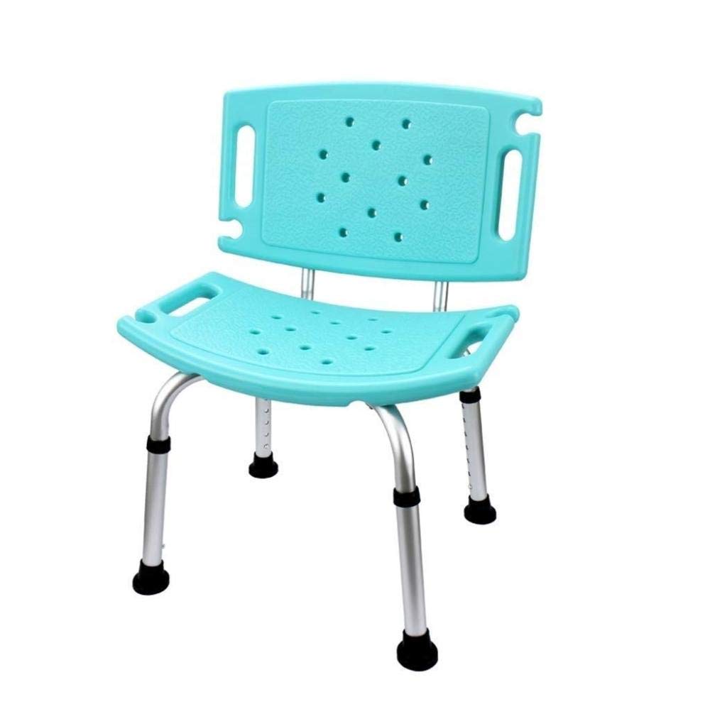 Silla De Ducha con Respaldo Taburete De Ducha Rectangular Antideslizante Ajustable (Verde Claro)