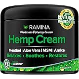 Ramina Natural Hеmp Extract Cream - Made in USA - Infused with Turmeric, MSM & Arnica - Soothes Discomfort in Muscles, Joints, Back, Knee, Nerves - Non-GMO - 4 fl oz