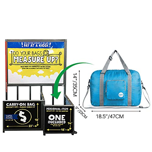 Wandf Foldable Travel Duffel Bag Luggage Sports Gym Water Resistant Nylon, Blue