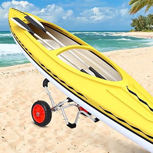 HOMCOM Kajakwagen Alu Bootswagen Faltbare transportwagen Kunstleder-Reifen Silber 75 kg 75 x 43 x 46 cm