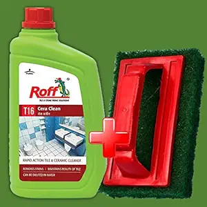 Roff Cera Tile Cleaner,Rapid Action Tile with brush,Concentrated Liquid for Tough Stains,Multi-surface Floor and Tile Cleaner -(Roff Tile Cleaner & Tile Brush)