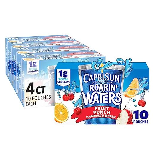 Capri Sun Roarin' Waters Fruit Punch Wave Naturally Flavored Water Kids Beverage (40 ct Pack, 4 Boxes of 10 Pouches)