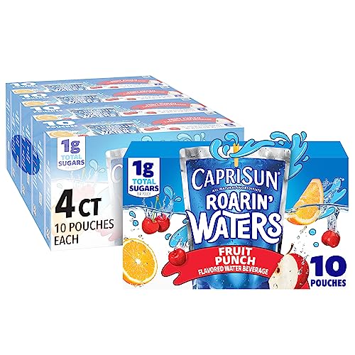 Capri Sun Roarin' Waters Fruit Punch Flavored with other natural flavor Water Beverage, 40 ct Pack,...