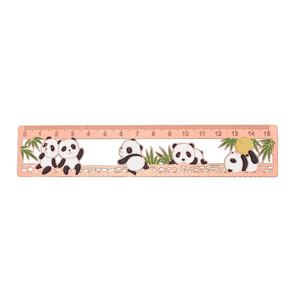 Ymhapp Clear Rose Gold Metal Hollow Brass Rulers Panda Metal Bookmarks Straight Edge Office Products For Students Bullet Journal Art Drafting Tools And Drafting Kits (6 Inch)