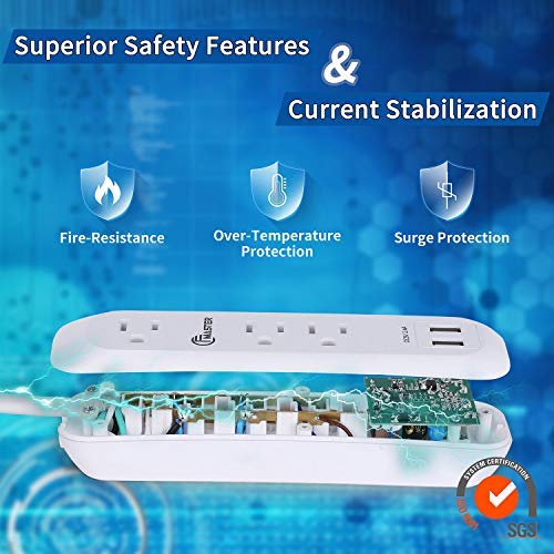 image for CFMASTER USB Power Strip Surge Protector Long Extension Cord 6 feet, 3