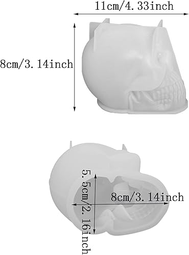 Miniatura 3 de ONNPNN Molde de vela de calavera 3D, molde de silicona con forma de calavera, moldes de cera de yeso de aromaterapia de esqueleto, moldes de