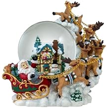 120MM Christmas Santa with Reindeer Musical Snow Globe by The San Francisco Music Box Company