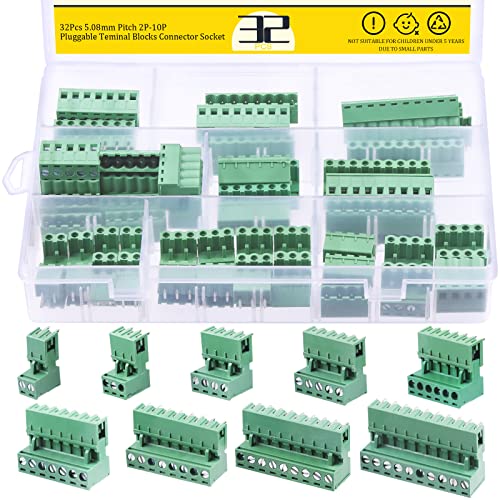 Mardatt 32 connettori plug gable terminal blocks connettore, 5 mm/0,2 pollici Pitch PCB Mount Screw maschio femmina connettore (2/3/4/5/6/7/8/9 pin)