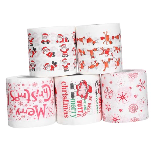Papel higiénico navideño de colores OUNONA para decoración de baños originales