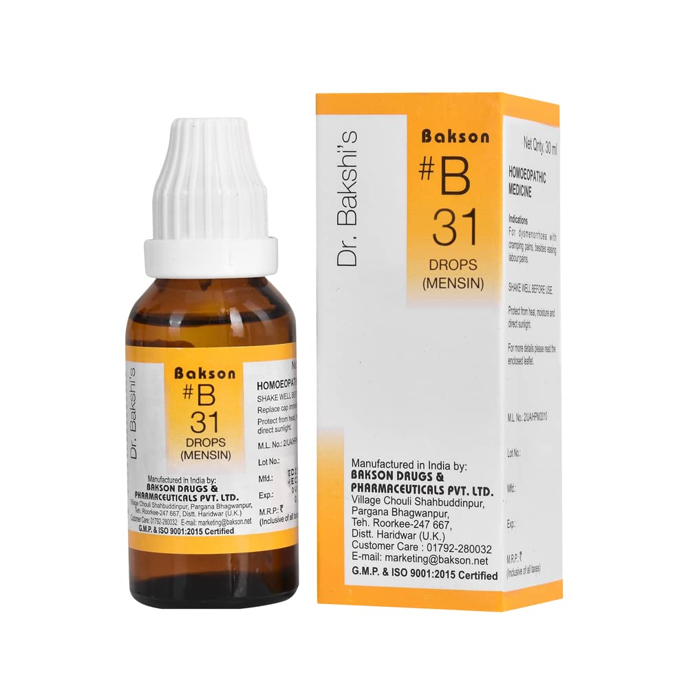Dr. Bakshis BAKSONS HOMOEOPATHY # B 31 Mensin Drops (30 ml) (B0BWJ2ZXK9) Amazon Price History, Amazon Price Tracker