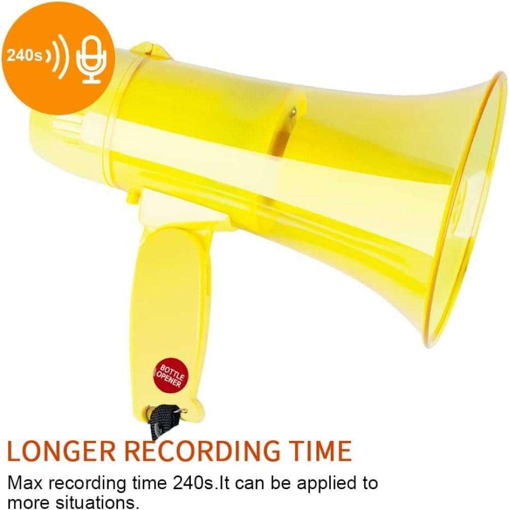 Tragbares Megafon, 20 Watt Leistung, tragbares Megafon, Bullhorn-Sirene/Alarm und 240s-Aufnahme mit Lautstärkeregler und Gurt, für Innen- und Außenlautsprecher, Sirene, Bullhorn
