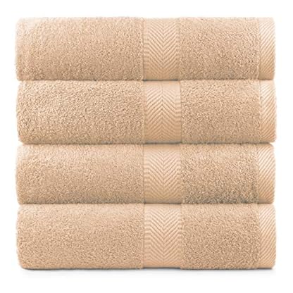 Saunatuch aus Baumwolle für die Familie, 4 Stück, Beige