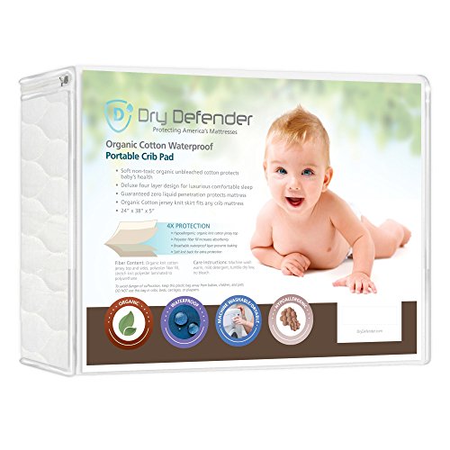 Organic, Waterproof Natural Quilted Fitted Portable/Mini Crib Pad Cover #TOP5