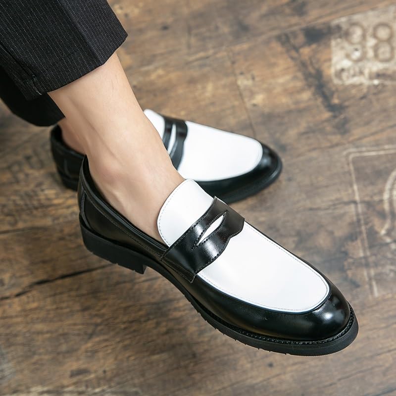 Amazon.com: TAYGUM Men's Loafers Round Toe Vegan Leather Two