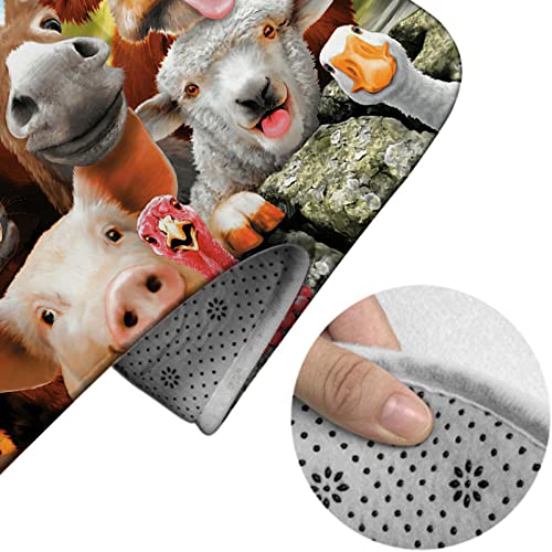 Badezimmerteppich-Set, 3-teilig, Bauernhoftiere, waschbare Badeteppiche, rutschfest, mit Rückenpolster, Konturteppich und Toilettendeckelbezug – Bild 5