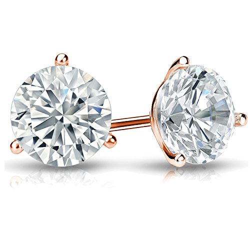 IGI Certified 1/4 to 5 Carat Lab Grown Diamond Round Stud Earrings for Women in 14k Gold or Platinum (E-F Color, SI1-SI2 Clarity, cttw) 3-Prong Martini Set Round Cut Screw Back Studs by Diamond Wish2