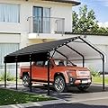 Walsunny Metal Carport 12x15 FT Heavy Duty Carport Canopy with Enhanced Base, Outdoor Car Shelter with Galvanized Steel Roof and Frame Garage for Truck, SUV, Boat, Gray