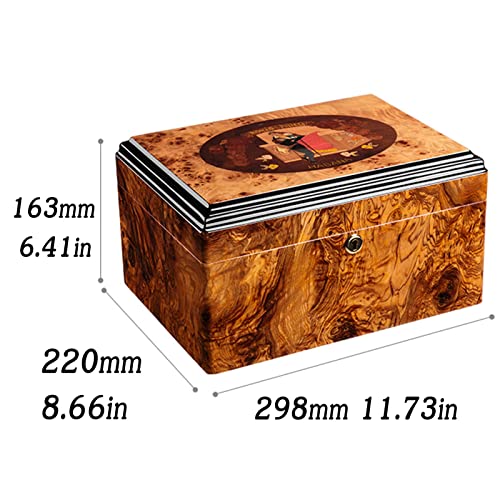 QHYTL Cigar Humidors Personalized, Handmade Cedar Wood Cigar Box Humidifier, Durable Airtight with Humidifier Hygrometer Cigar Cutter Divider Tray, Great Gift for Father, Holds 25-50 Cigar - Image 7