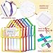 Teling 12 Pack Thick Clear Book Pouches with Blank Name Tags and Handles Book Baggies Bags Bins Organizer for School Classroom Library Pockets Students (10 x 12 Inch,Bright Color)
