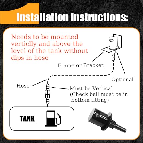 Silvery19-174 Fuel Tank Vent Roll Over Valve with Bracket Kit Remote Mount Rollover Check Valve Compatible with Holley Sniper EFI Upgrade 5/16 Hose Barb