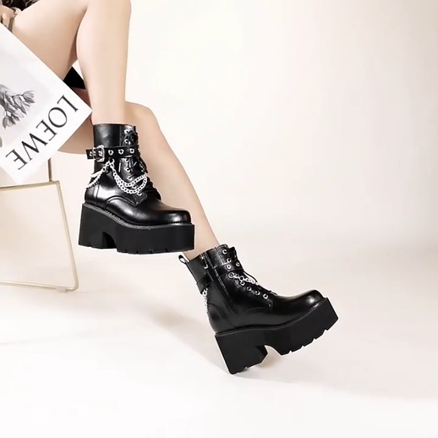 Amazon.com | TNXZ Platform Boots for Women Fashion Block Heel
