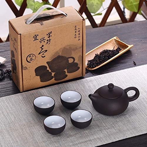 Service à thé en argile violette artisanale fine set de 5 pièces élégant