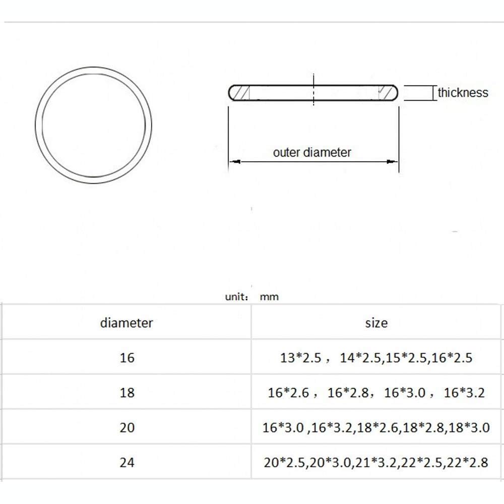 White OD 3mm-60mm Silicone O-Ring Gaskets Seals Rubber Gasket Clamp (30Pcs, M60 x 2 mm)