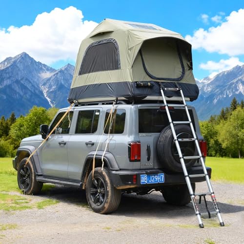 Inflatable Rooftop Tent for Car Truck, 2-3 Person Camping Roof Top Tent with Inflatable Mattress & Ladder for Outdoor Adventure, Easy Set-up, Green