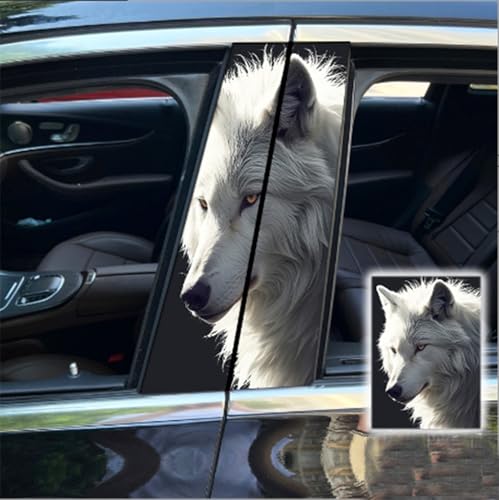Image of 2pcs /1set Car B Pillar Sticker Decal Upgraded Vinyl Car Decals Body Side Stickers,Wolf Graphics Scratch Cover Large Sticker for Car Auto Van SUVs Trucks 19.6'' (White Side 1)