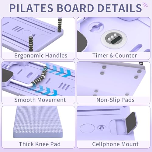Pilates Board, Foldable Pilates Reformer Set for Home Workout with Timer by laapee - Used condition - Image 8