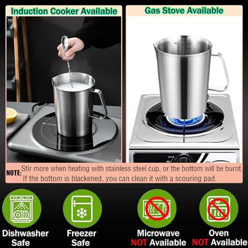 Jarra medidora de acero inoxidable 2 L con tapa y asa miniatura 7