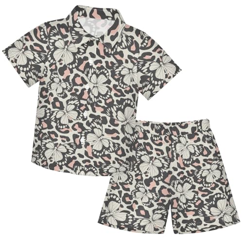 Image of visesunny Boy's 2 Pieces Shirt and Short Set Casual Shirts Short Sleeve Beach Shorts Summer Outfits for 3-10 Years Kids