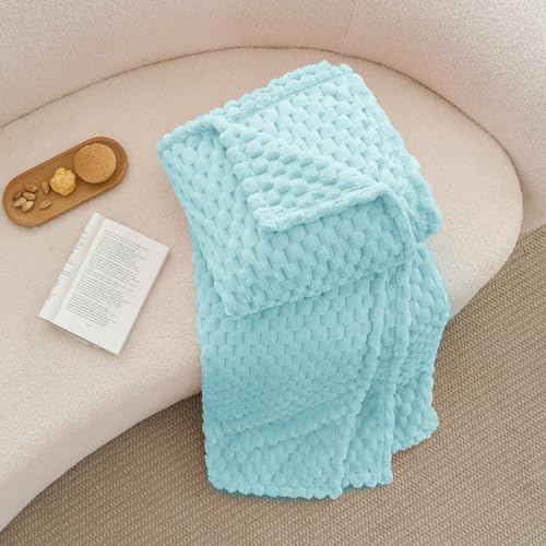 Image of BEDELITE Cloud Blue Twin Blanket for Couch, Soft Cozy Gift for Women, 60*80 | 3D Jacquard Decorative Fleece Blanket, Super Soft Plush Throws, Cute Birthday Gift for Women & Men, Suitable for All Seasons