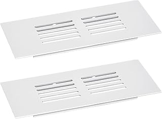 QUARKZMAN Luftgitterabdeckung, 2 Stück 100 x 50 mm - Abdeckung aus Aluminiumlegierung für Lüftungsgitter, rechteckige Lüftungsgitter für Schuhschrank und Kleiderschrank (Silber)