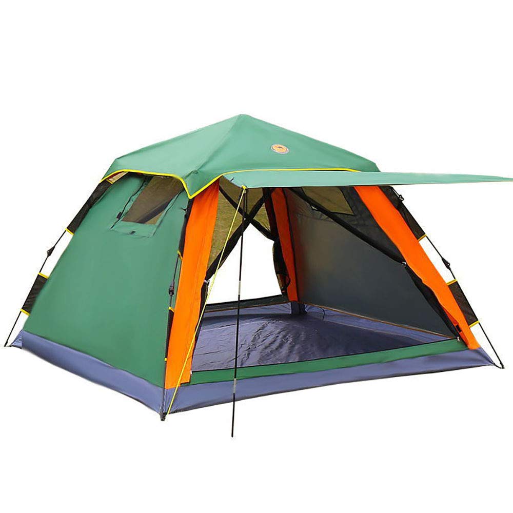 3-4 Personen Familien-Gruppenzelt mit Sonnendach, 145 cm Spitzenhöhe, Camping, Festival, wasserdichtes Automatikzelt, 5000 mm Wassersäule, Grün