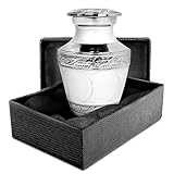 Everlasting Love White Small Keepsake Urn for Human Ashes - Set of 1 - Beautiful and Timeless - Find Comfort with This High Quality Mini Cremation Urn - w Case