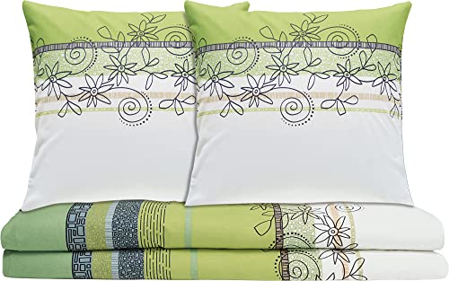 Erwin Müller Bettwäsche, Bettgarnitur Fein-Biber Blumen 4-TLG Sparpaket...