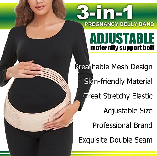 Chongerfei Pregnancy Belly Support Band Maternity Belt Pregnancy Support Belt For Back/Pelvic/Hip Pain,Maternity Belly Band Back Support (Fit Ab 35.5"-47.3",M, Beige) #TOP2