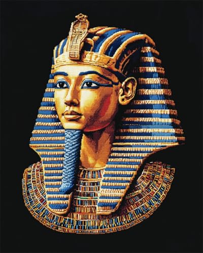 Kit de broderie perlée canevas imprimé pharaon 60x80cm pour réussir sa tapisserie sans erreur
