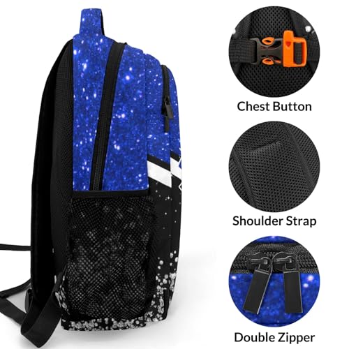 Personalized Cheer Backpack Customized Cheerleader Shoulder Bag Backpack for Girls Women College School Bookbag for Travel Birthday Holiday (Dark Blue)4