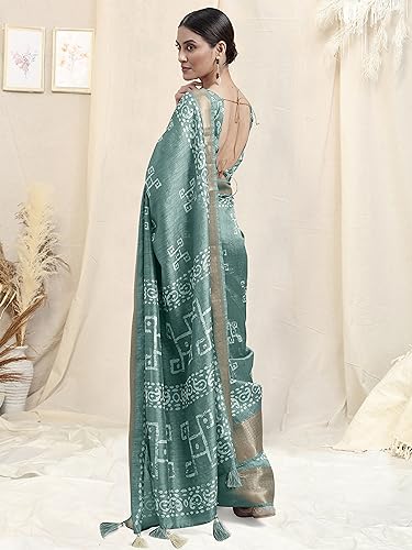 Image of MIRCHI FASHION Women Saree Cotton Silk Batik Block Printed | Breathable Office Wear and Regular Use Sari with Blouse Piece