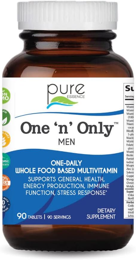 One N Only Multivitamin for Men, Natural One a Day Herbal Supplement with Vitamin D3, B12, and Biotin with Whole Foods, 90 Tablets