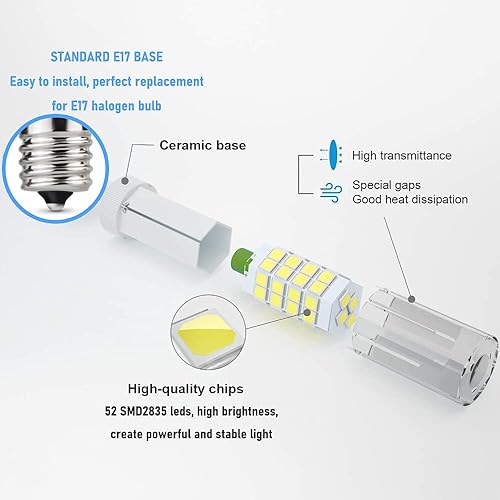 Miniatura 3 de Luz para horno de microondas, bombilla LED E17, base T7, 4 W (equivalente a halógeno de 40 W), hornos de microondas de 120 V, pieza de repuesto para