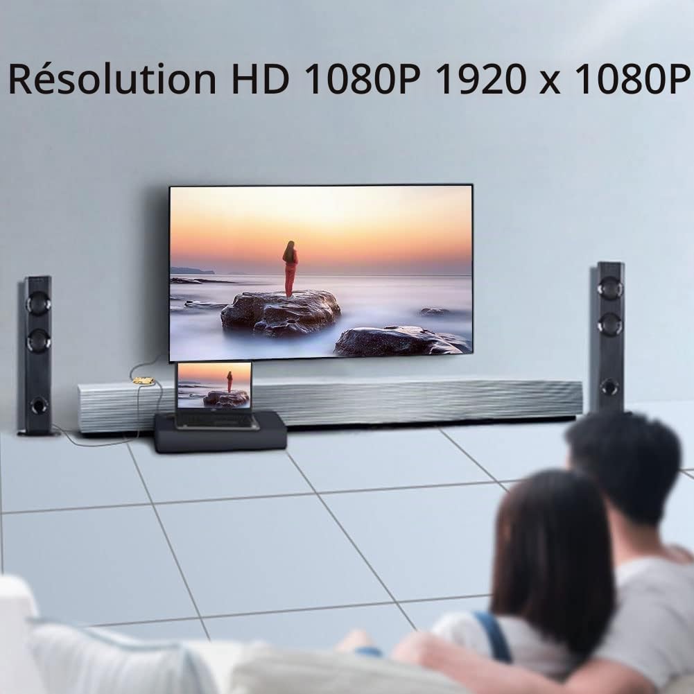 Adaptateur HDMI vers VGA 1080P Femelle vers Mâle Convertisseur Câble Audio Vidéo 3,5 mm