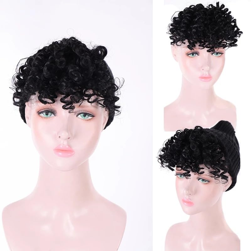 Short Afro Kinky Curly Bangs Clip Curly Clip-In Fringe Hairpieces for Women Girls Natural Looking Front Bangs for Instant Volume and Style - Image 3