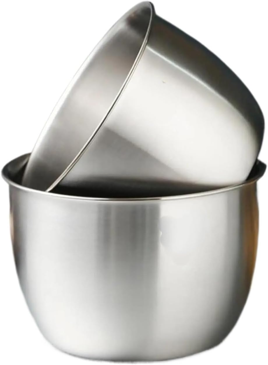 NOCM 2X Stainless Steel 304 Mixing Bowl Deep Design, Compatible For Cooking Baking Cake Bread Salad Kitchen Mixer, 3600ML & 2800ML