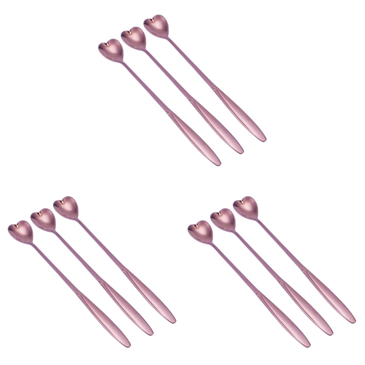 Cabilock 9 Pcs Stainless Steel Spoon Rose Gold Spoon Vintage Decor Metal Mini Teaspoon Salad Spoons Cute Long Handle Mixing Spoons Heart Shaped Stirring Spoons Concentrate Ice Spoon Ladle