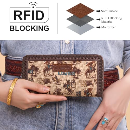 Montana West X Warngler Wallet Women Western Cowboy Wallets for Women Large Capacity Bifold Wallet, Card Cases & Money Organizers White Clutch Phone Wallets with ID Window2